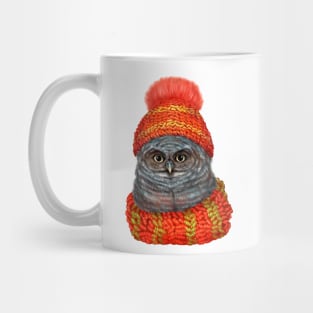 Owl in a hat and scarf. Mug